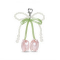 Anna-Kaci Pearl Bow Keychain with Satin Tulip Charms and Ribbon Accent