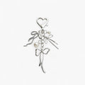 Anna-Kaci Silver Bow Keychain with Pearl Charms and Heart Clasp Accent