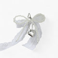 Anna-Kaci Lace Bow Charm Keychain with Pearl Trim and Silver Heart Pendant