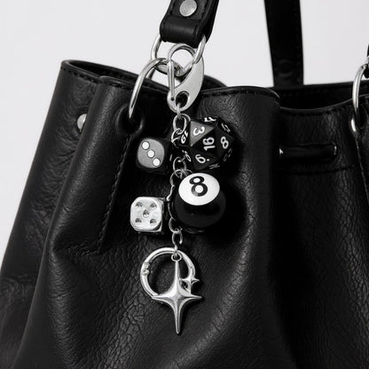 Anna-Kaci Dice and 8-Ball Charm Keychain with Star Pendant