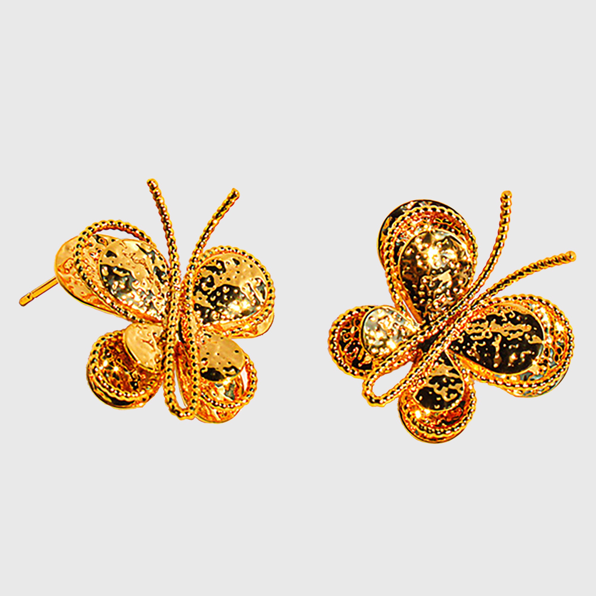 Anna-Kaci Women's Butterfly Stud Earrings - Intricate Textured Statement Earrings