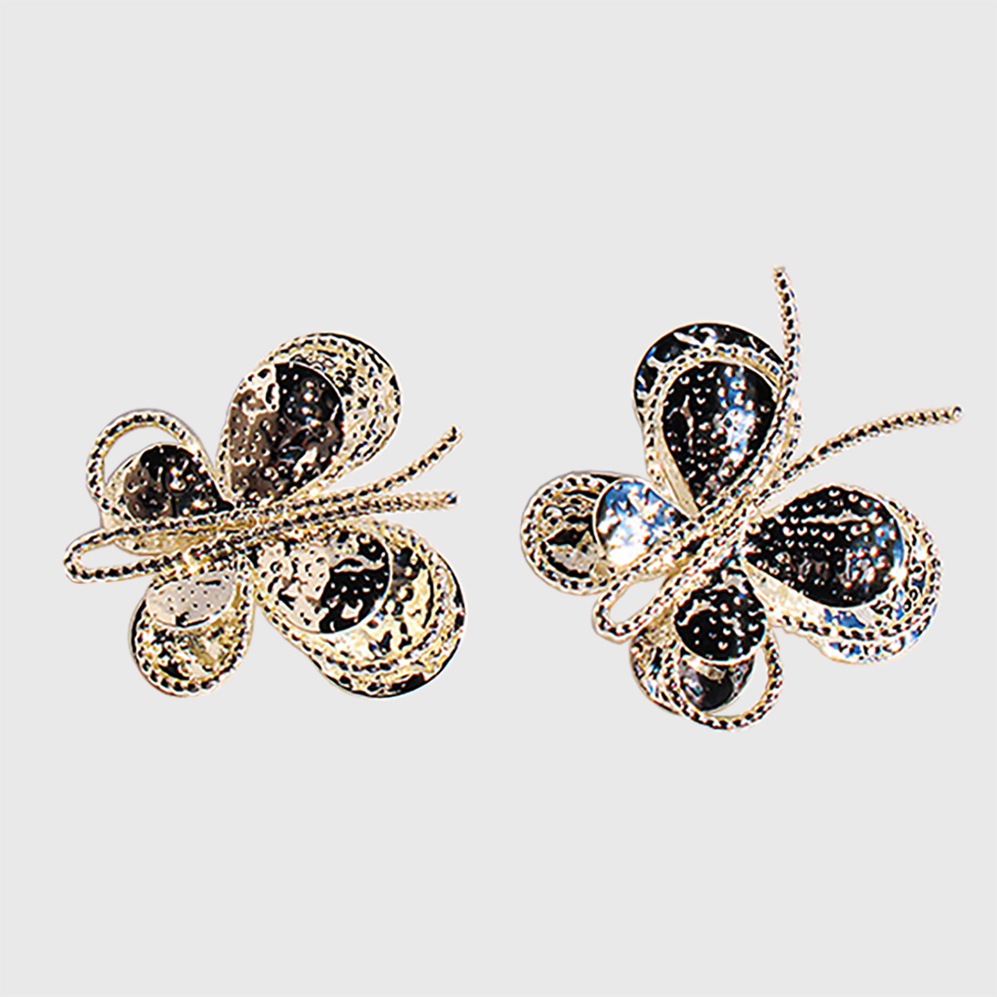 Anna-Kaci Women's Butterfly Stud Earrings - Intricate Textured Statement Earrings