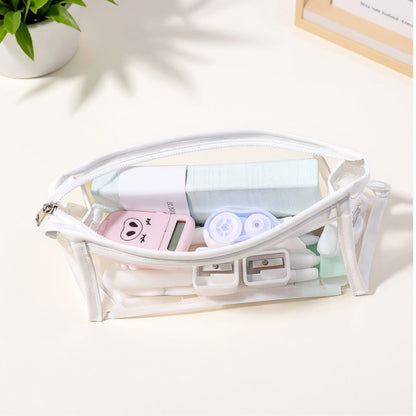 Anna-Kaci Clear PVC Cosmetic Pouch with Zipper Closure and Structured Base 7.9x3x4.7 in