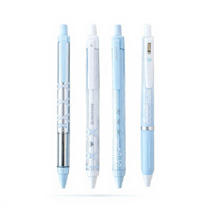 Anna-Kaci Set of 4 Retractable Ballpoint Pens with Light Blue Decorative Barrel Designs