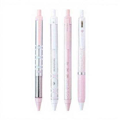 Anna-Kaci Set of 4 Retractable Ballpoint Pens with Light Blue Decorative Barrel Designs