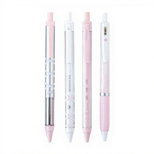 Anna-Kaci Set of 4 Retractable Ballpoint Pens with Light Blue Decorative Barrel Designs