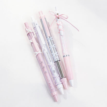 Anna-Kaci Set of 4 Retractable Ballpoint Pens with Light Blue Decorative Barrel Designs