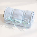Anna-Kaci Quilted Satin Ribbon Pencil Case with Zipper Closure and Large Storage Capacity 7.9x4.3x2.7 in