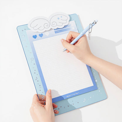 Anna-Kaci Angel Cloud-Themed Cardboard Clamp with Decorative Border and Stationery Paper