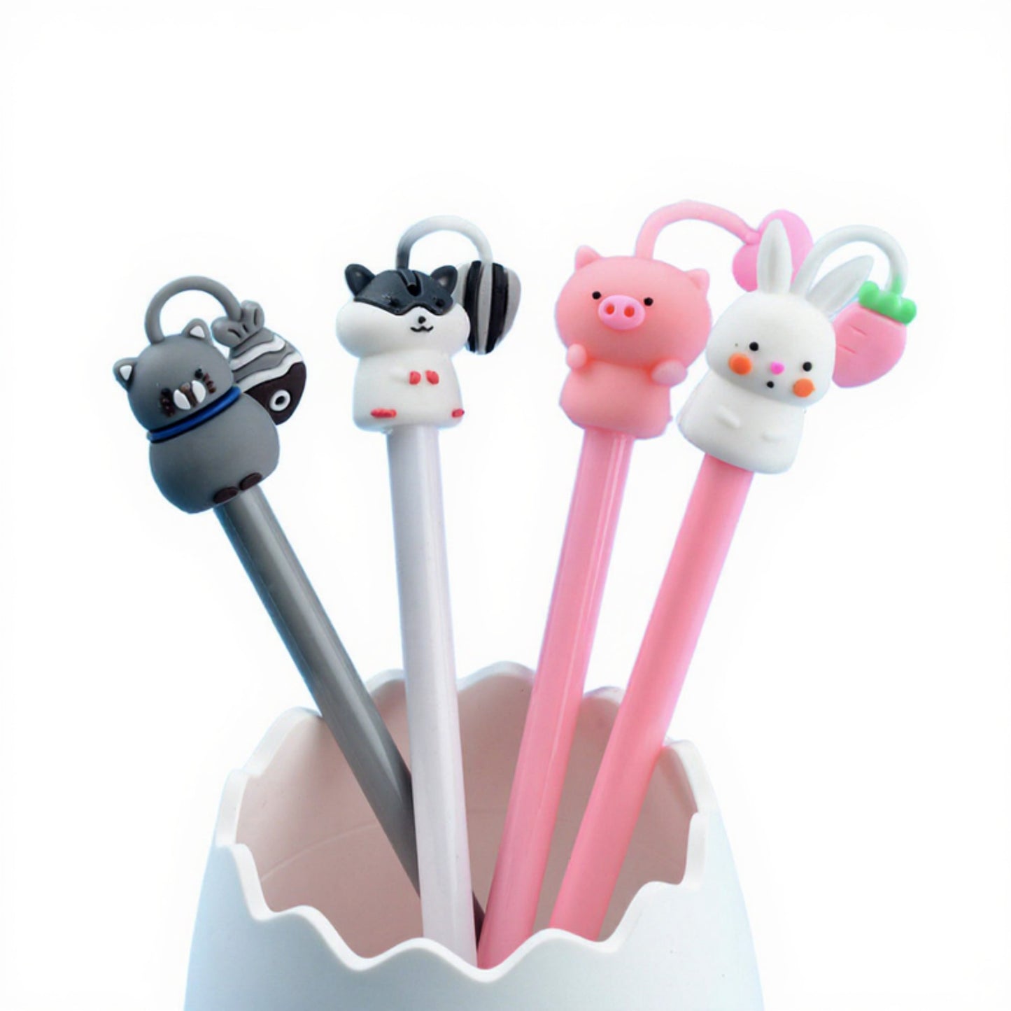 Anna-Kaci Set of 4 Cute Animal Gel Ink Pens with Adorable 3D Character Toppers