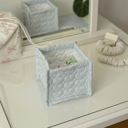 Anna-Kaci Quilted Heart Pattern Fabric Storage Box Organizer