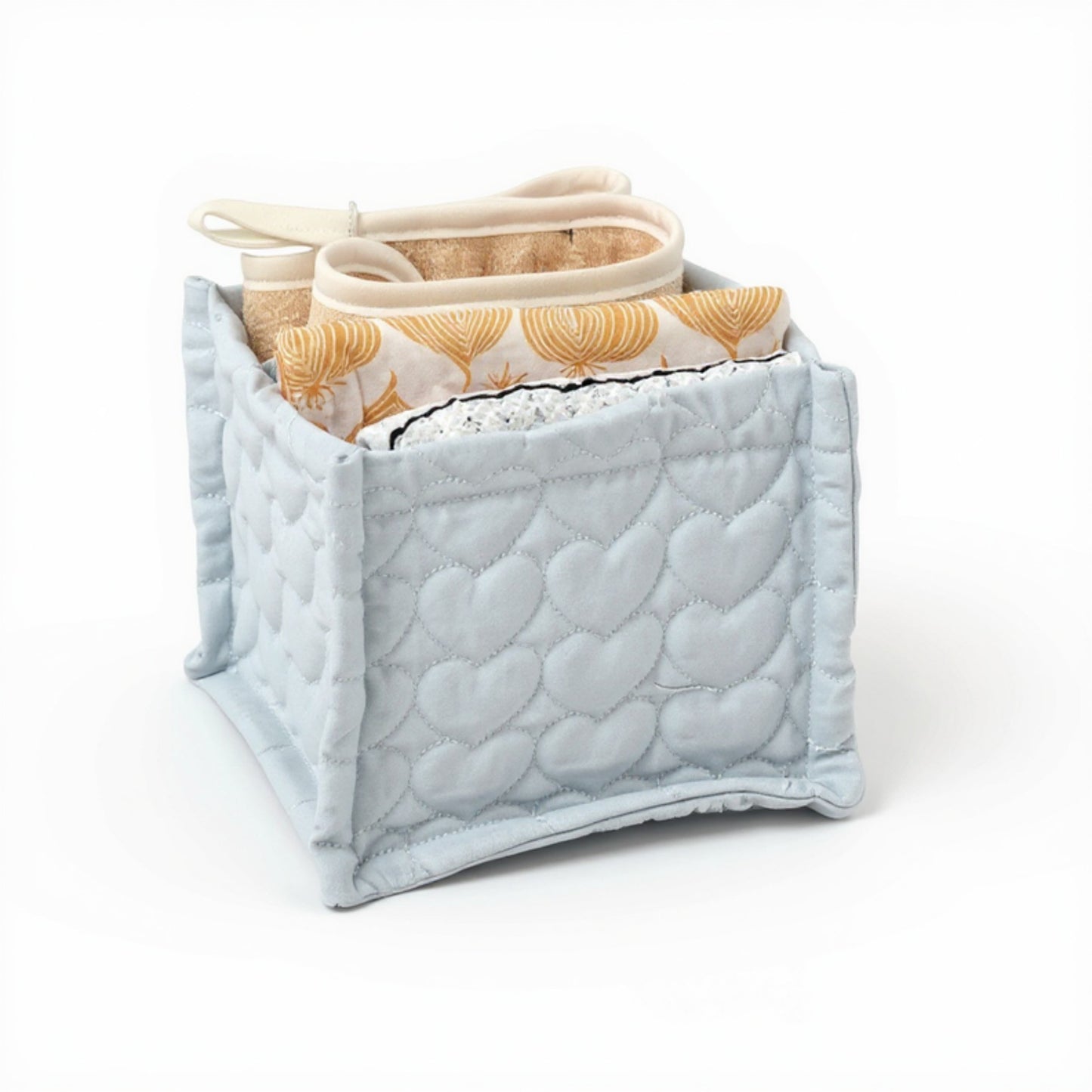 Anna-Kaci Quilted Heart Pattern Fabric Storage Box Organizer