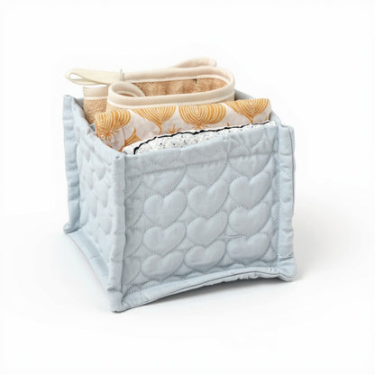 Anna-Kaci Quilted Heart Pattern Fabric Storage Box Organizer