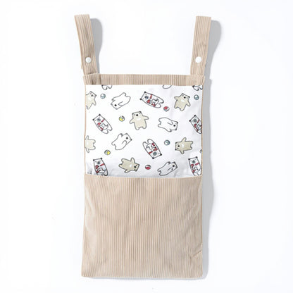 Anna-Kaci Hanging Wall Organizer with Corduroy Pocket and Animals Print Design