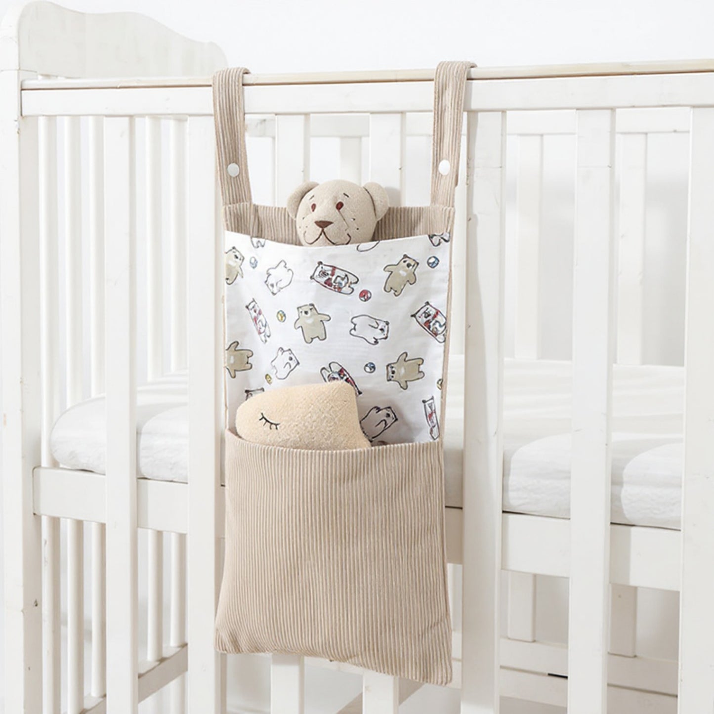 Anna-Kaci Hanging Wall Organizer with Corduroy Pocket and Animals Print Design