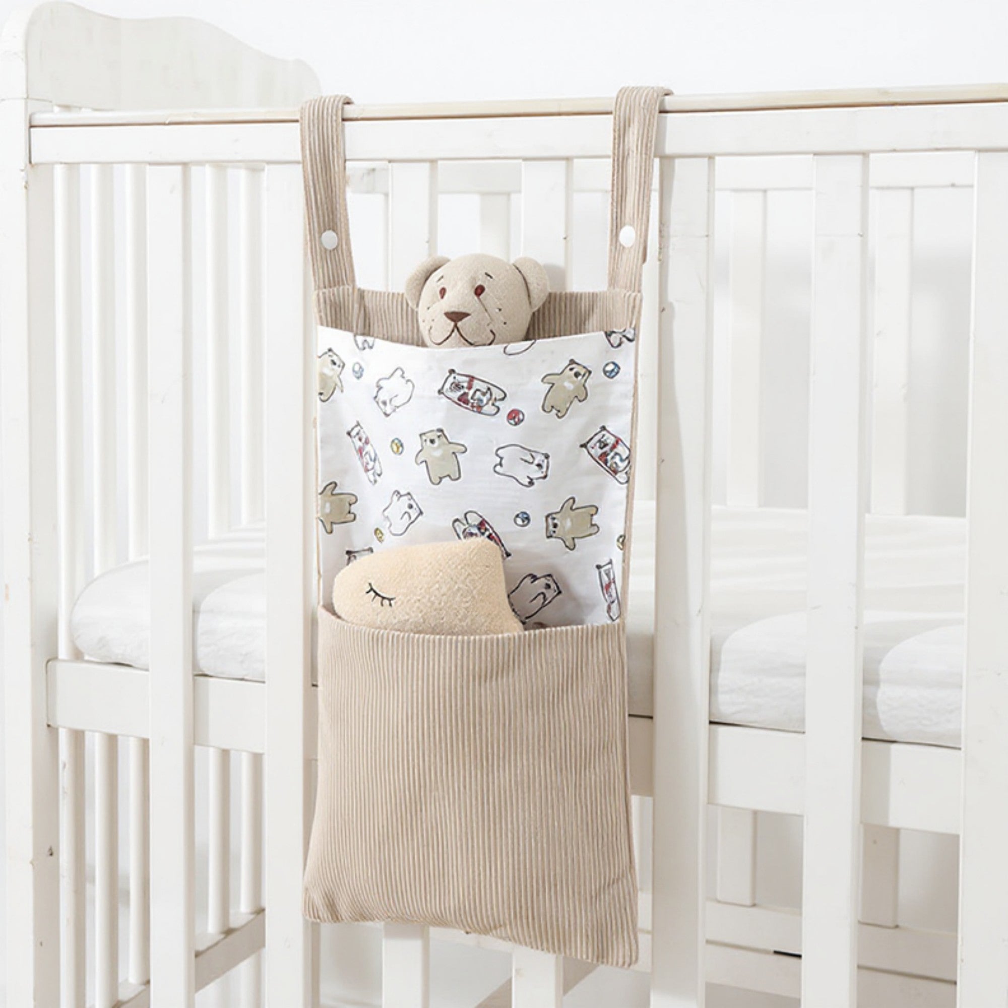 Anna-Kaci Hanging Wall Organizer with Corduroy Pocket and Animals Print Design
