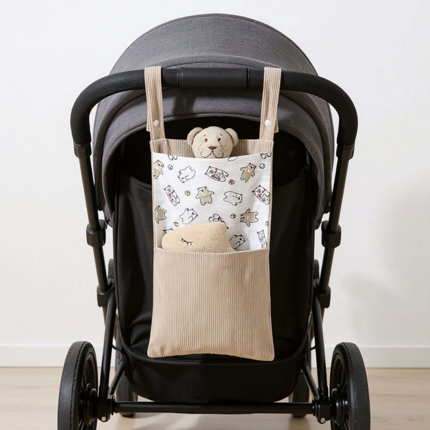 Anna-Kaci Hanging Wall Organizer with Corduroy Pocket and Animals Print Design