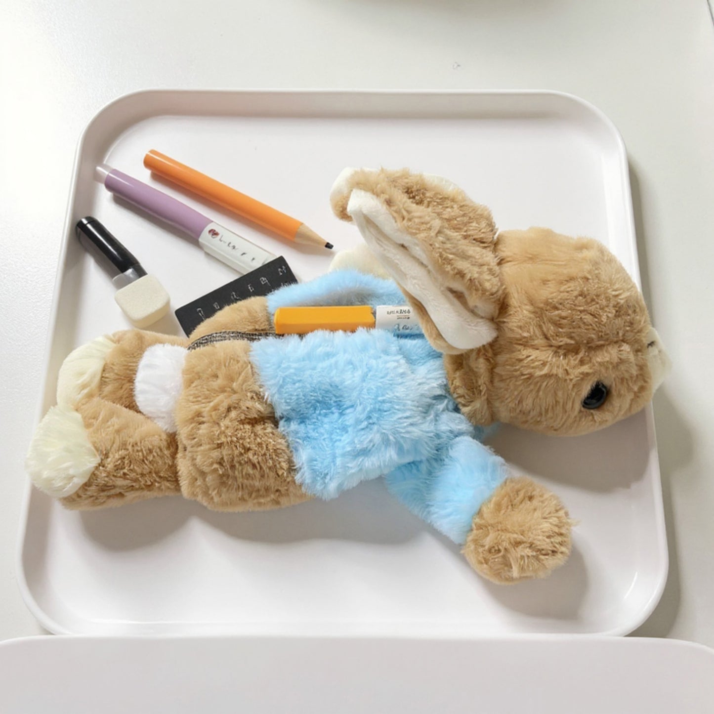 Anna-Kaci Plush Bunny Pencil Case with Soft Fleece Texture and Zipper Storage Compartment 9.8x3x3 in