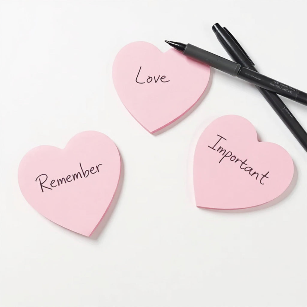 Anna-Kaci 3-Piece Heart Shaped Sticky Note Pad Set for Desk and Office Use