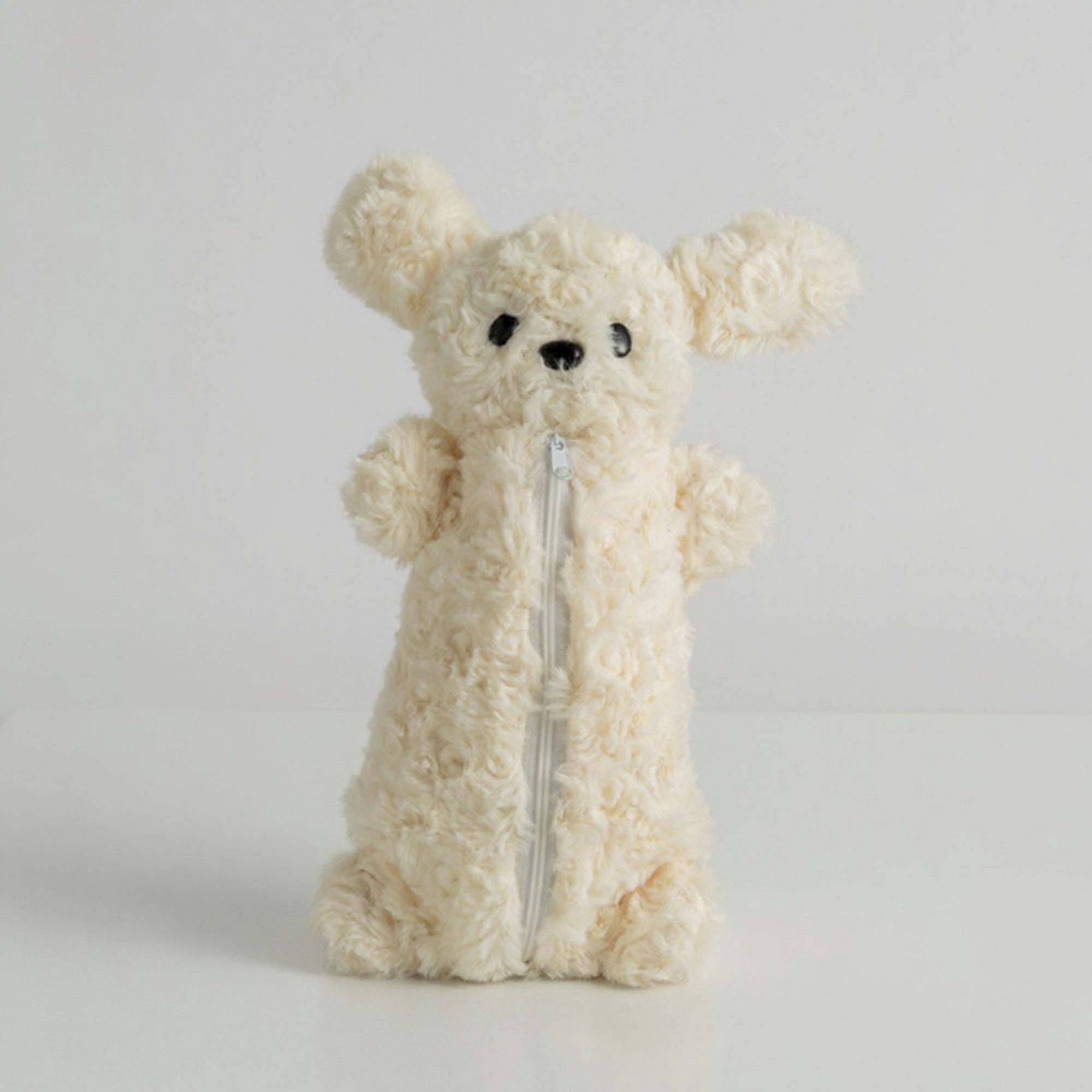 Anna-Kaci Plush Puppy Pencil Case with Soft Faux Fur Texture and Zipper Storage Pouch 10.5x6 in