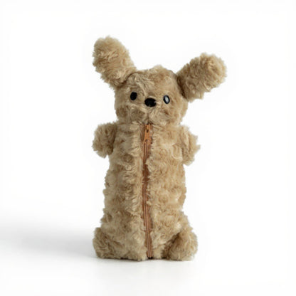 Anna-Kaci Plush Puppy Pencil Case with Soft Faux Fur Texture and Zipper Storage Pouch 10.5x6 in