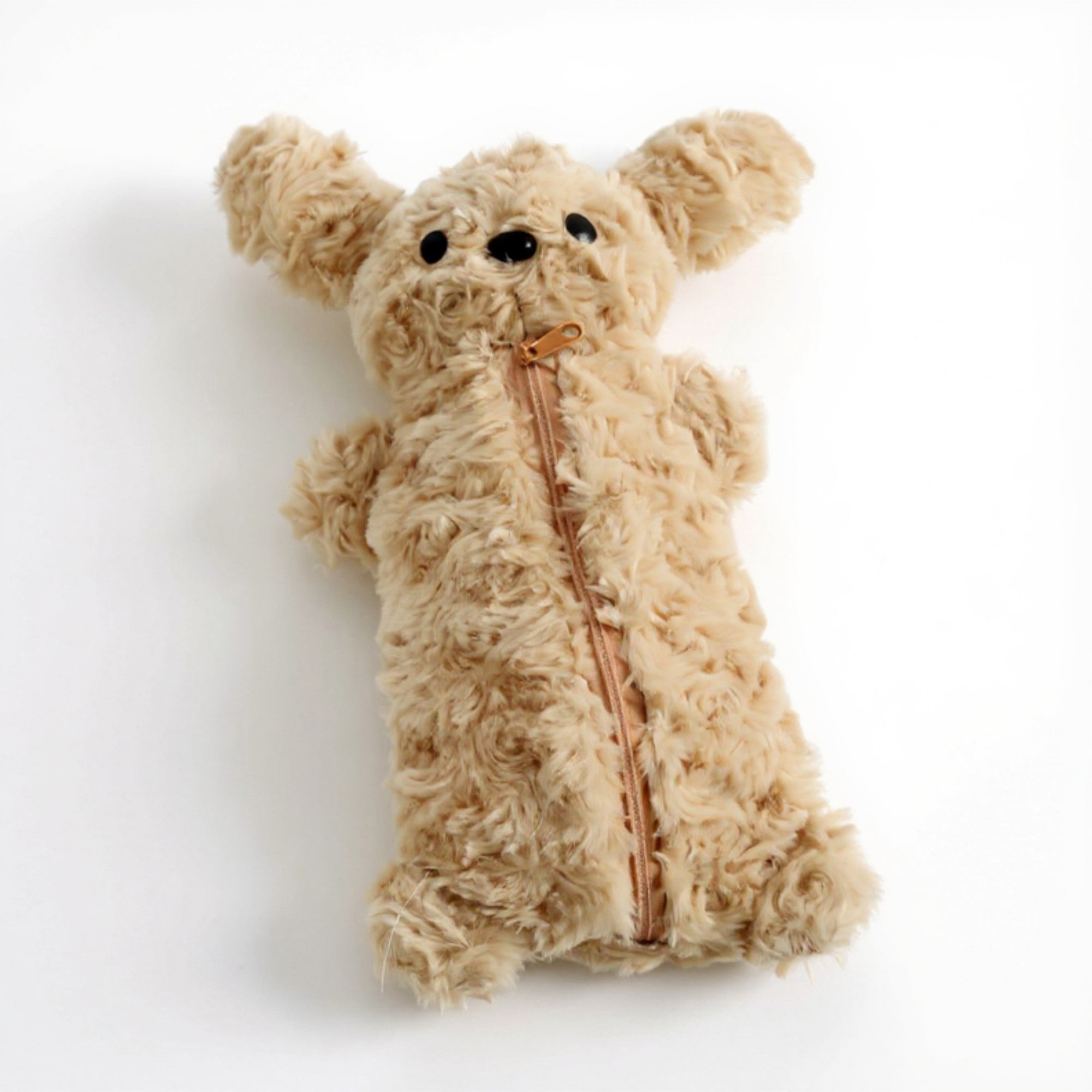 Anna-Kaci Plush Puppy Pencil Case with Soft Faux Fur Texture and Zipper Storage Pouch 10.5x6 in