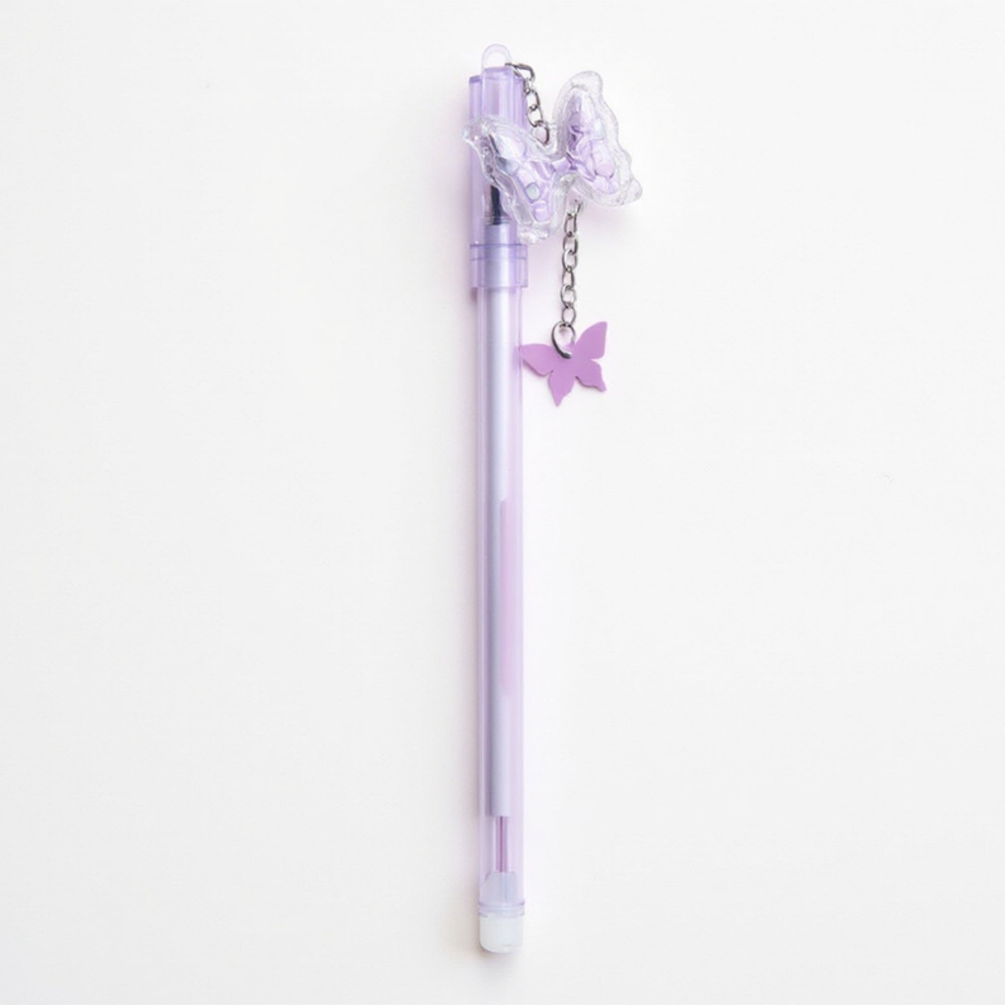 Anna-Kaci 10-Piece Butterfly Charm Gel Pen Set with Glitter Pendant and Chain Detail
