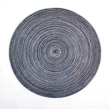 Anna-Kaci 4-Piece Round Braided Woven Placemat with Textured Spiral Pattern for Dining Table