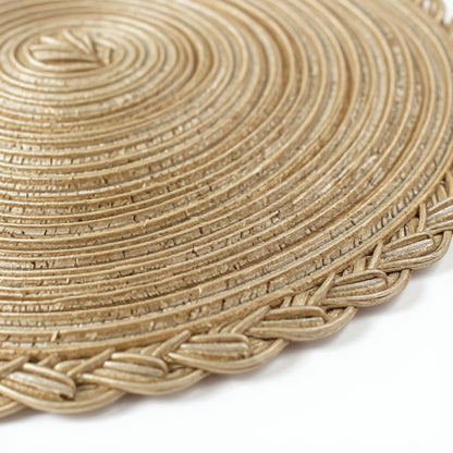 Anna-Kaci 4-Piece Round Braided Woven Placemat with Textured Spiral Pattern for Dining Table