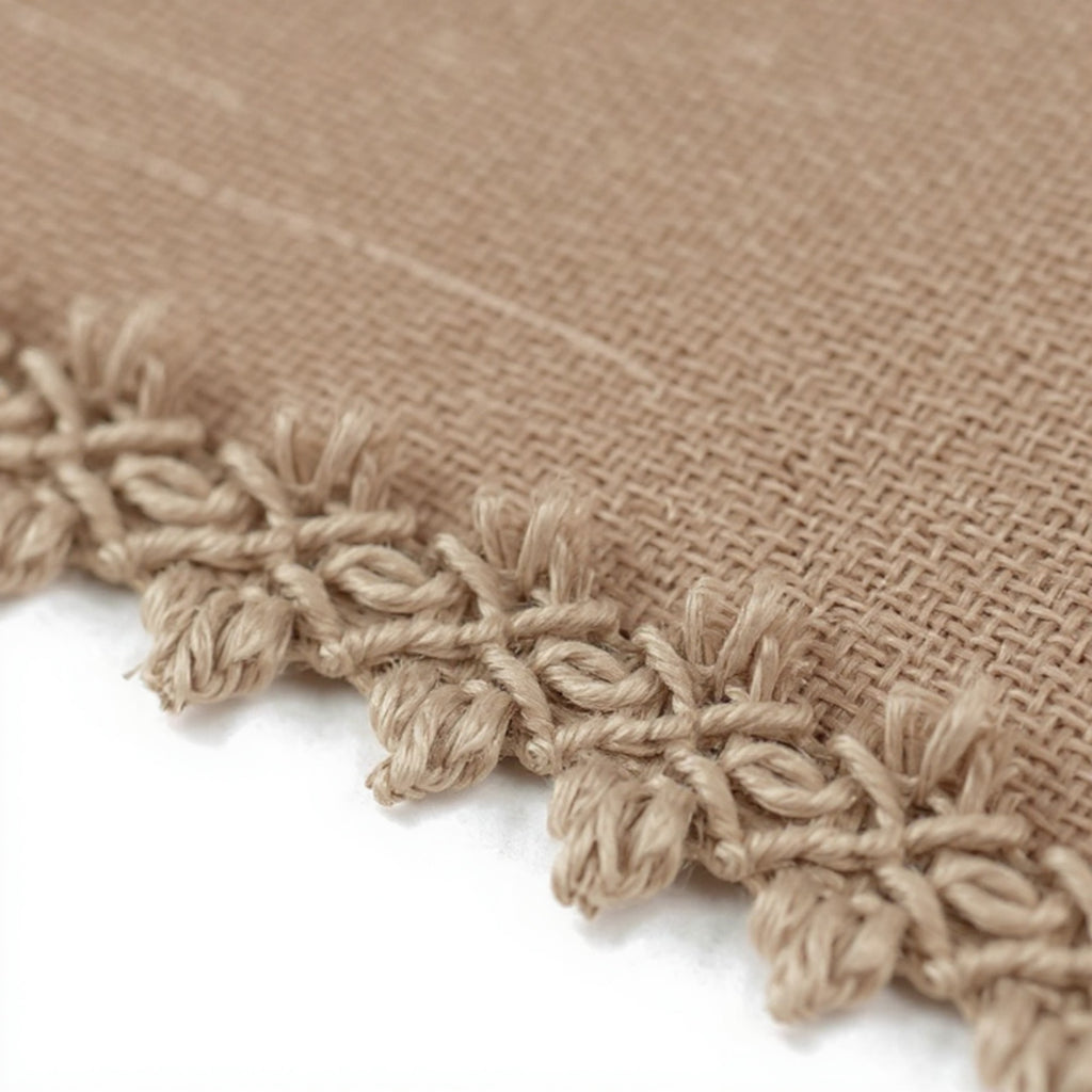 Anna-Kaci 2-Piece Rectangular Lace Trim Woven Placemat with Decorative Crochet Edge