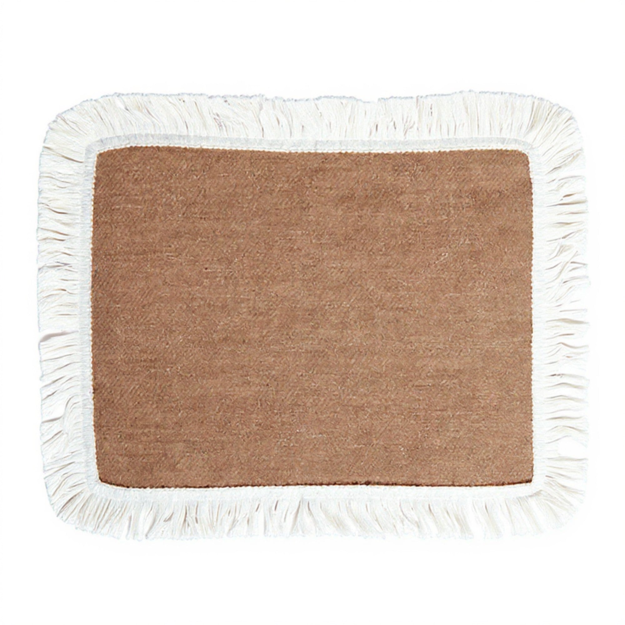 Anna-Kaci 2-Piece Rectangular Lace Trim Woven Placemat with Decorative Crochet Edge