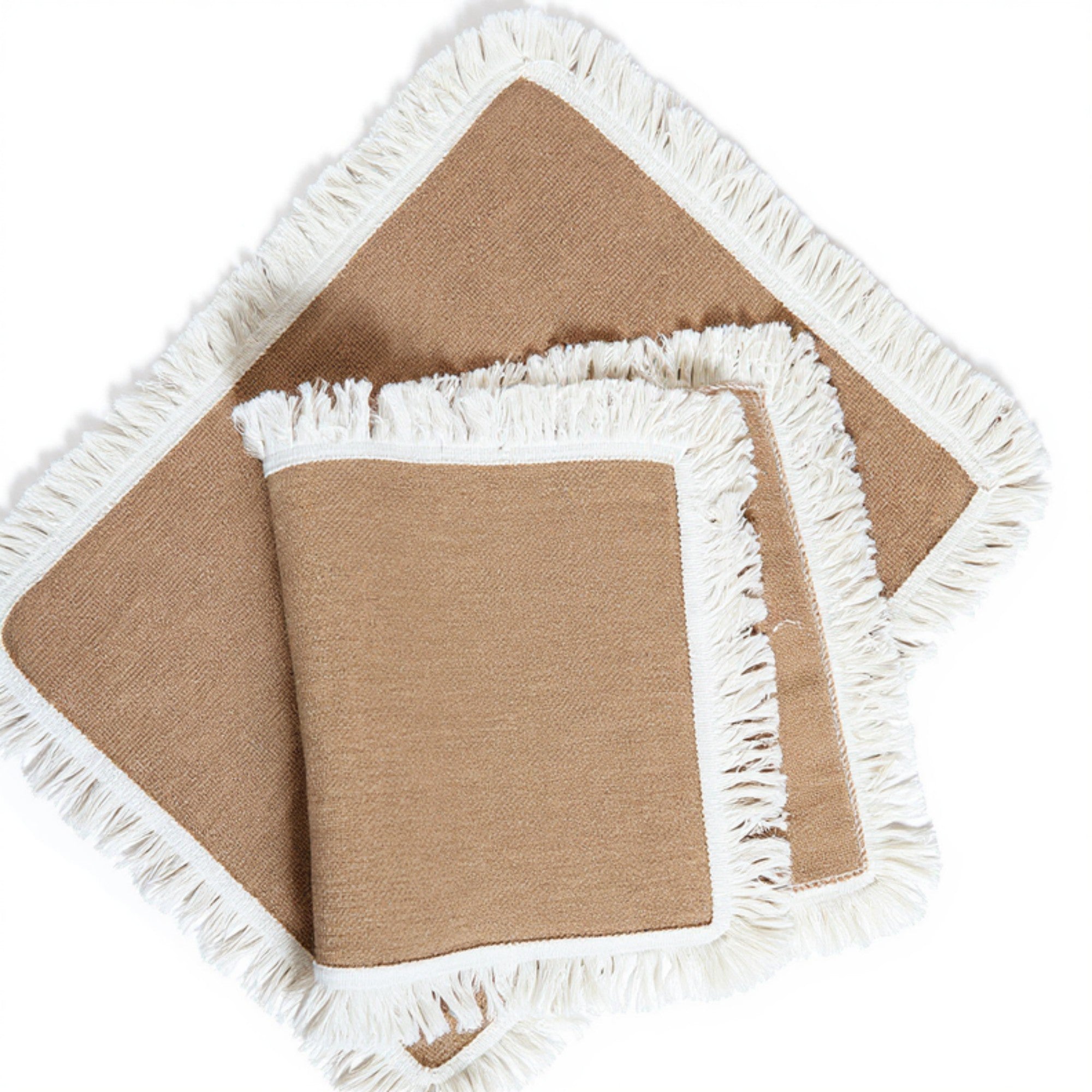Anna-Kaci 2-Piece Rectangular Lace Trim Woven Placemat with Decorative Crochet Edge