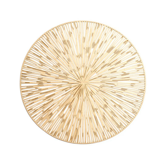 Anna-Kaci 4-Piece Round Woven Rattan Placemat with Radiating Sunburst Design