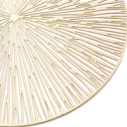 Anna-Kaci 4-Piece Round Woven Rattan Placemat with Radiating Sunburst Design