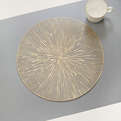 Anna-Kaci 4-Piece Round Woven Rattan Placemat with Radiating Sunburst Design