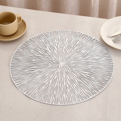 Anna-Kaci 4-Piece Round Woven Rattan Placemat with Radiating Sunburst Design