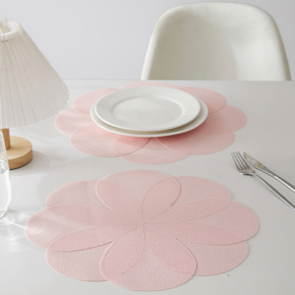 Anna-Kaci 2-Piece Flower Shaped Placemat with Petal Design Cutout