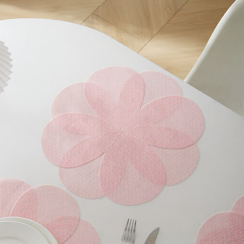 Anna-Kaci 2-Piece Flower Shaped Placemat with Petal Design Cutout