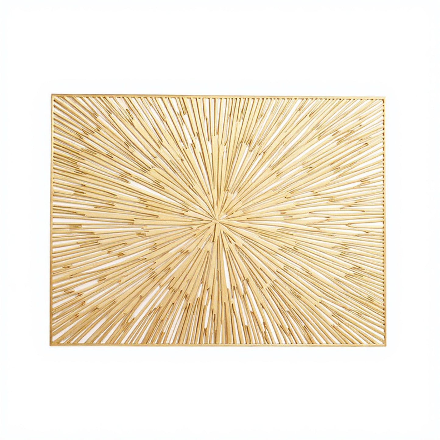 Anna-Kaci 4-Piece Rectangular Woven Rattan Placemat with Radiating Sunburst Design