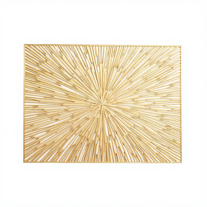 Anna-Kaci 4-Piece Rectangular Woven Rattan Placemat with Radiating Sunburst Design