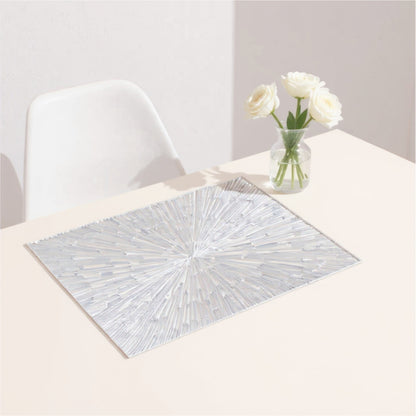 Anna-Kaci 4-Piece Rectangular Woven Rattan Placemat with Radiating Sunburst Design