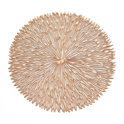 Anna-Kaci 4-Piece Round Woven Placemat with Radiating Textured Design
