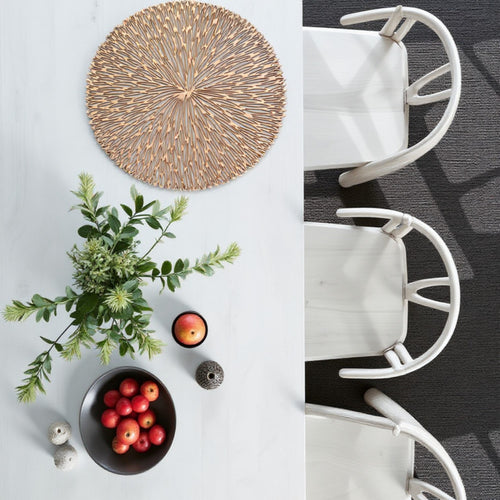 Anna-Kaci 4-Piece Round Woven Placemat with Radiating Textured Design