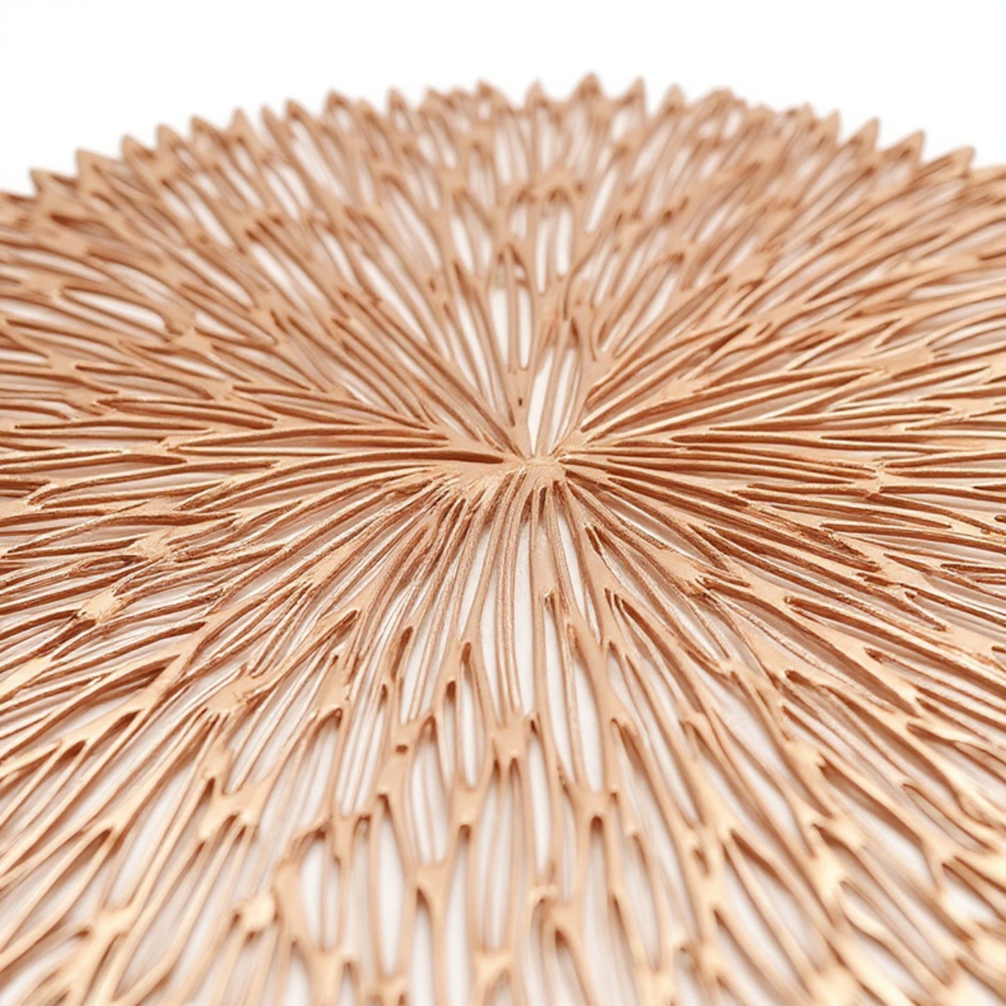 Anna-Kaci 4-Piece Round Woven Placemat with Radiating Textured Design