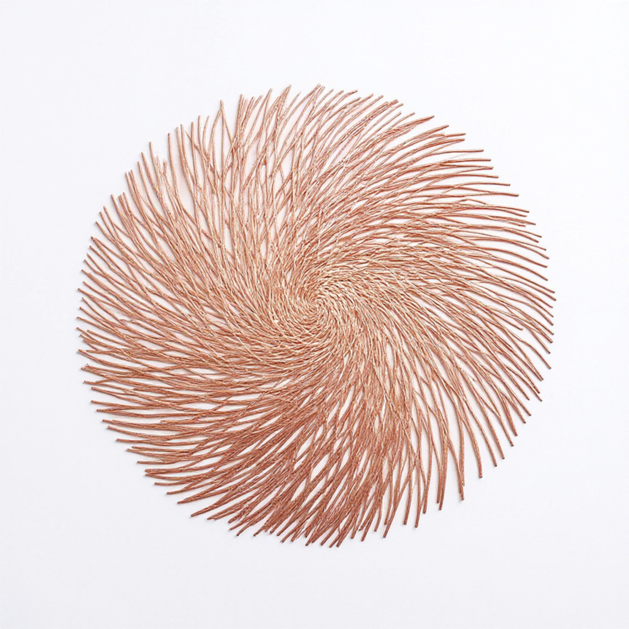 Anna-Kaci 4-Piece Round Spiral Woven Placemat with Textured Swirl Design