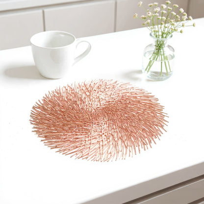 Anna-Kaci 4-Piece Round Spiral Woven Placemat with Textured Swirl Design