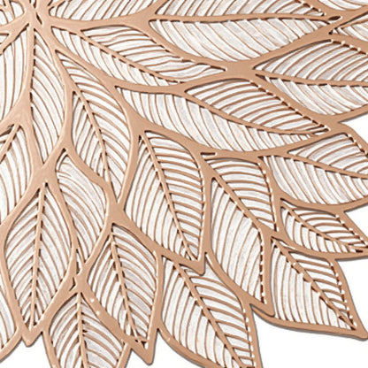 Anna-Kaci 4-Piece Round Leaf Pattern Placemat with Cutout Design