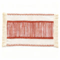 Anna-Kaci 4-Piece Rectangular Woven Fringe Placemat with Textured Striped Pattern