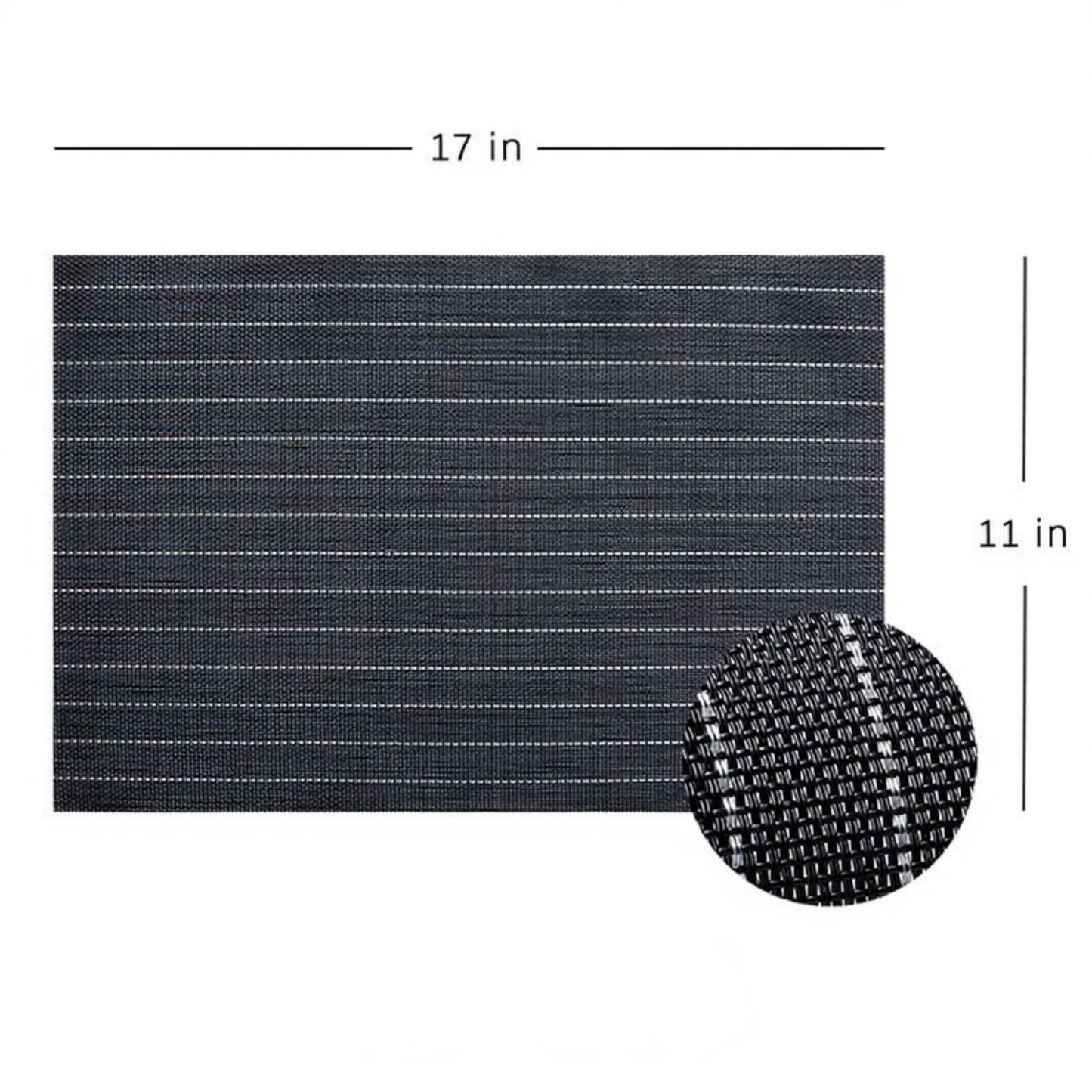 Anna-Kaci 2-Piece Rectangular Woven Placemat with Subtle Horizontal Stripe Texture