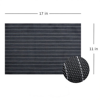 Anna-Kaci 2-Piece Rectangular Woven Placemat with Subtle Horizontal Stripe Texture
